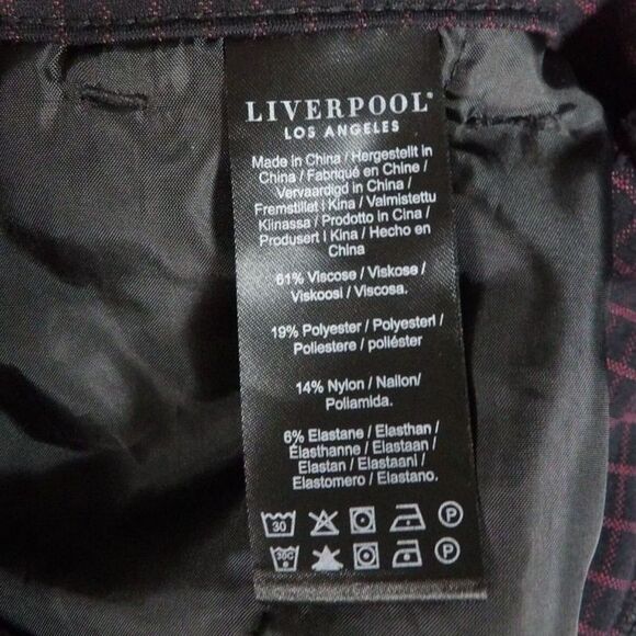 Liverpool Black/Red Renee Straight Leg Mid Rise Dress Pants Womens 8/29 - Picture 3 of 10